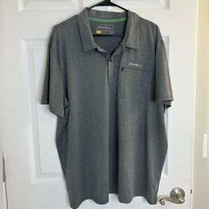 Men's XL Eddie Bauer Travex Hidden Pocket Polo Shirt Heather Gray NWOT